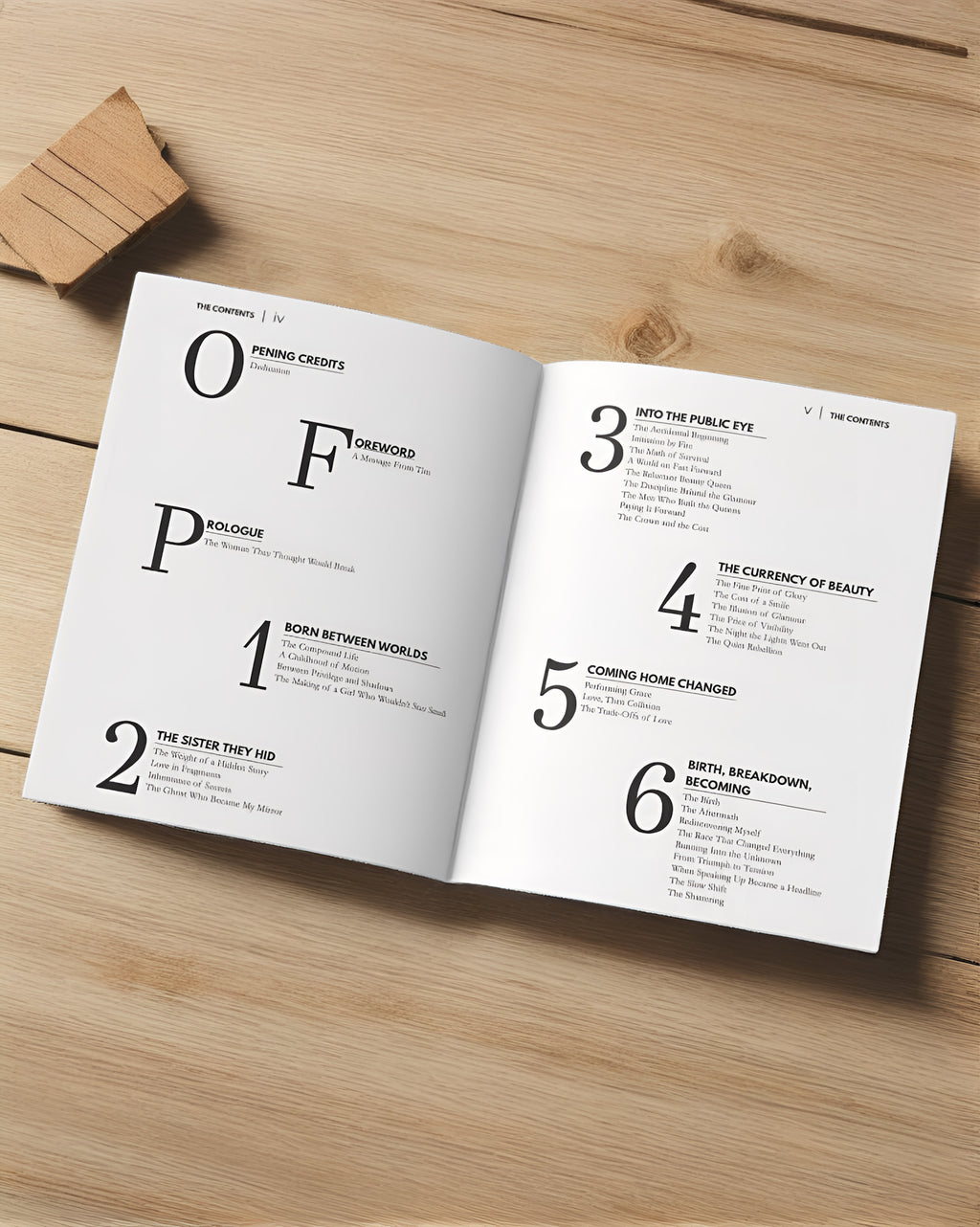 Open paperback of The Confidence Blueprint by My Store showing interior pages with motivational content and chapter headings.